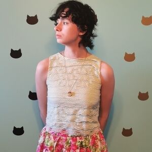 VINTAGE Fairycore Y2K Crop Top Sleeveless Lace 6